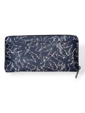 Michael Kors Wallet Mens Grant Tech Zip Around Navy Blue White Palm Tree design